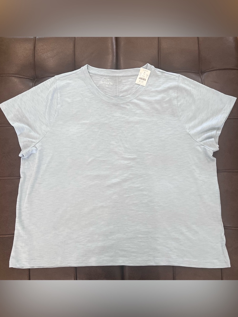 J. Crew Classic Crewneck Short-Sleeve Girlfriend Slubbed Tee Light Blue, Size 3X
